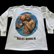 VTG '96 Mens Medium Dennis Rodman Bad as I Wanna Be Promo Long Sleeve T-Shirt picture