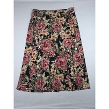 Evan-Picone Black Label Floral Midi Skirt Summer Blush 2X Black NWT picture