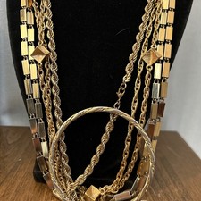 **Vintage Lot** Four 1970’s Signed Monet Gold Tone Necklaces One Bracelet picture