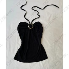 Womens Fairycore Y2K Aesthetic Top Cami Halter Lace Tank Streetwear Shirt S-XL picture
