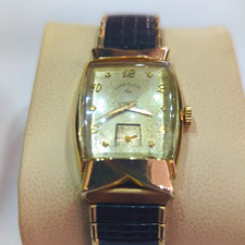 Elgin Lord Elgin Vintage 1950s Tonneau Manual 17J Small Sec Silver Dial picture