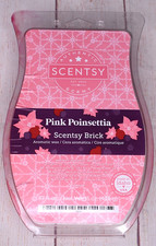 Scentsy Pink Poinsettia Scentsy Brick 15 Oz. *READ* Cracked & Leaked Wax NEW picture