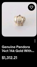 Authentic PANDORA 14k Gold and Diamond Pave Brilliant Heart Dangle 750809d picture