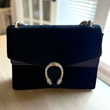 Gucci Dionysus Small Black Shoulder Bag Silver Chain Strap Snap Closure picture