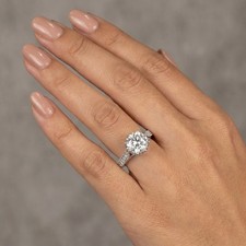 14K White Gold Engagement Ring Vintage 1.97 Carat Round Lab-Grown Diamond E VS1 picture