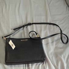 Michael Kors Women's Black Pebbled Crossbody Bag Gold Hardware Detachable Strap picture