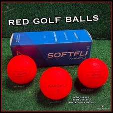 RED BALLS Maxfli SoftFli Golf Balls -  NEW Sleeve - 3 MATTE RED Golf Balls picture