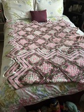 MY OWN DESIGN LARGE New HANDMADE Granny-Square Crocheted Afghan picture