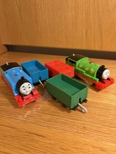 Thomas And Percy Glow In The Dark Motorized Train Lot With 3 Cars picture