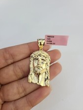 14k Jesus Head Charm Pendant REAL 14Kt Religious Yellow Gold Genuine picture