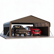 20x20x10' Metal Carport 2 Car Garage Tent Steel Frame 220g Shelter Truck Boat picture