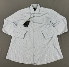 Tom Baine Dress Shirt Slim Performance Large 16-16.5 Blue Polyester NWT MSRP $70 picture