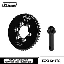 GPM 20Cr Steel Spiral-Cut Ring & Pinion Gear Set 43T/12T/1.0 Mod AXIAL 1/6 SCX6 picture