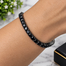 5Ct Round Cut Black Diamond Lab Created Tennis Bracelet 14K Black Gold Plated picture