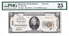 $20 1929 T1 National BISMARCK North Dakota ND 🇺🇸 PMG 25 Very Fine 🇺🇸 picture
