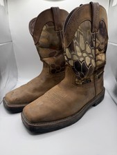 Justin Boots Stampede Kryptek MJ1004 Mens US 8.5 D Work Boot Tan Camo Steel Toe picture