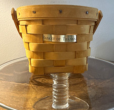Longaberger Basket of Thanks Small Round Handled Basket Brown Handmade 1998 picture
