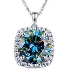 RARE 9.25 Ct Blue Diamond Solitaire Pendant-Wedding Gift FREE Diamond Studs picture