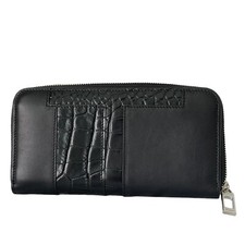 Tod's Italy Croc-embossed Black Leather Zip Wallet, XAMTTA0400M51B999 picture