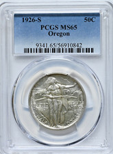 1926-S 50C Commemorative Half Dollar PCGS Graded MS65 Silver Coin Oregon picture