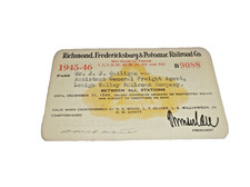 1945 1946 RF&P RICHMOND FREDERICKSBURG & POTOMAC EMPLOYEE PASS #9088 picture