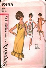 5438 Vintage Simplicity SEWING Pattern Misses Dress 1960s 12 Ruffled Hemline OOP picture