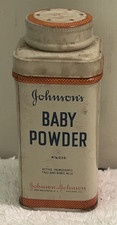 Vintage Antique Johnson's Baby Powder Tin 4oz 1950s Johnson & Johnson MCM Prop picture