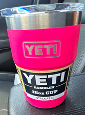 YETI Rambler 16oz Insulated Stackable Cup Pink Slide Lock Lid Stainless picture