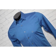 Express 1MX Dress Shirt Mens Medium Blue Extra Slim Fit Cotton Blend NEW picture