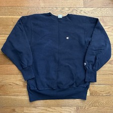 Vintage 80s Champion Reverse Weave Navy Blue Fleece Sweatshirt XL picture
