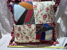 Antique Crazy Quilt Antique French Fabric Pillow Maiden Lane Vermont picture