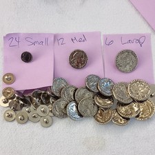 Vintage Mixed Lot Roman Coin Designed Buttons Lot Of 42, 3 Sizes picture