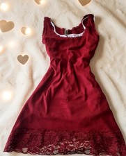 Vintage Multiblu Deep Red Tank Top Lace Trim Y2K Aesthetic Scoop Neck S/M Grunge picture