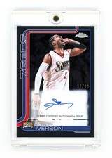 2025 TOPPS CHROME ON-CARD AUTO TRUE BLACK REFRACTOR #TCA-AI ALLEN IVERSON /10 picture
