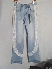 NWT Kindred Faded Rhinestone Side Stripe Jeans 32x36 picture