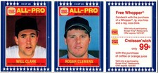 1987 Burger King All-Pro - Roger Clemens, Will Clark #3-4 Complete Panel (RC) picture