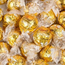 Lindt LINDOR White Chocolate Candy Gold Truffles White Chocolate Candy 50+1.5lb+ picture