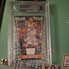 Dirk Nowitzki 07-08 Topps Stadium Club Beam Team Jersey Relic Auto BAS authentic picture