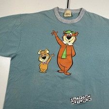 VTG 90s Cartoon Network Yogi Bear Graphic Shirt XL Ringer Stanley Desantis 1996 picture