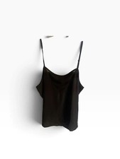 Black V-Neck Mesh Insert Cami Tank Top picture