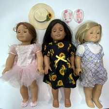 Pleasant Company American Girl Lot of 3 18in & 1  6.5” w/ Outfits picture