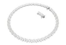 Swarovski Matrix Tennis necklace Pear cut, White, Rhodium plated picture