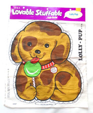 NEW Vtg Cut and Sew Panel Lovable Stuffable Fairfield Lolly Pup Dog LS-501 19.5