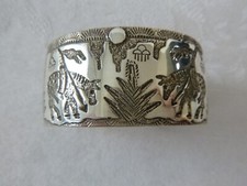 Navajo Raymond Boyd Sterling Silver Storyteller Bracelet End-of-the-Trail Design picture