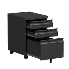 3 Drawer File Cabinet with Lock,Office Under Desk Rolling Filing Cabinet Storage picture