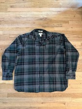 L.L. Bean Men's Long Sleeve Plaid Flannel, Size XL, Green and Grey picture