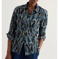 Seasalt Cornwall Larissa Shirt In Red Hot Poker Maritime Blue Green Size 16 NEW picture