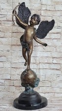 Vintage Art Nouveau Figural Bronze Spelter Cherub Cupid Statue 24