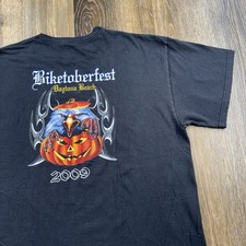 Vintage Biketoberfest Shirt Mens XL Black Jack O Lantern Pumpkin 2009 Chrome Y2K picture