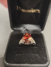 4.65ctw Red Vermelho labradorite & Red Diamond Rhodium over Silver ring Size 8 picture